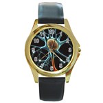 Organism Neon Science Round Gold Metal Watch Front