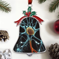 Organism Neon Science Metal Holly Leaf Bell Ornament