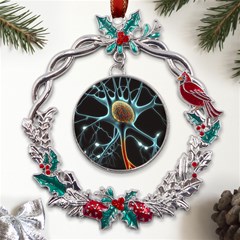 Organism Neon Science Metal X mas Wreath Holly Leaf Ornament