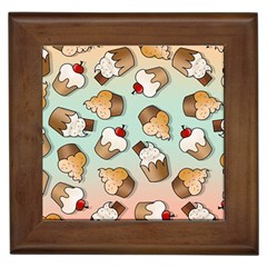 Cupcakes Cake Pie Pattern Framed Tile by Ndabl3x