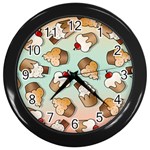 Cupcakes Cake Pie Pattern Wall Clock (Black) Front