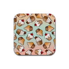 Cupcakes Cake Pie Pattern Rubber Coaster (square) by Ndabl3x