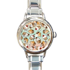 Cupcakes Cake Pie Pattern Round Italian Charm Watch by Ndabl3x