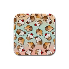 Cupcakes Cake Pie Pattern Rubber Square Coaster (4 Pack) by Ndabl3x