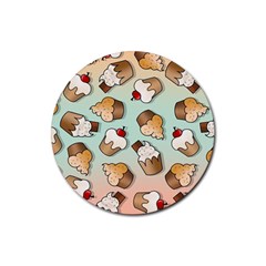 Cupcakes Cake Pie Pattern Rubber Round Coaster (4 Pack) by Ndabl3x