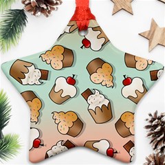 Cupcakes Cake Pie Pattern Star Ornament (two Sides) by Ndabl3x