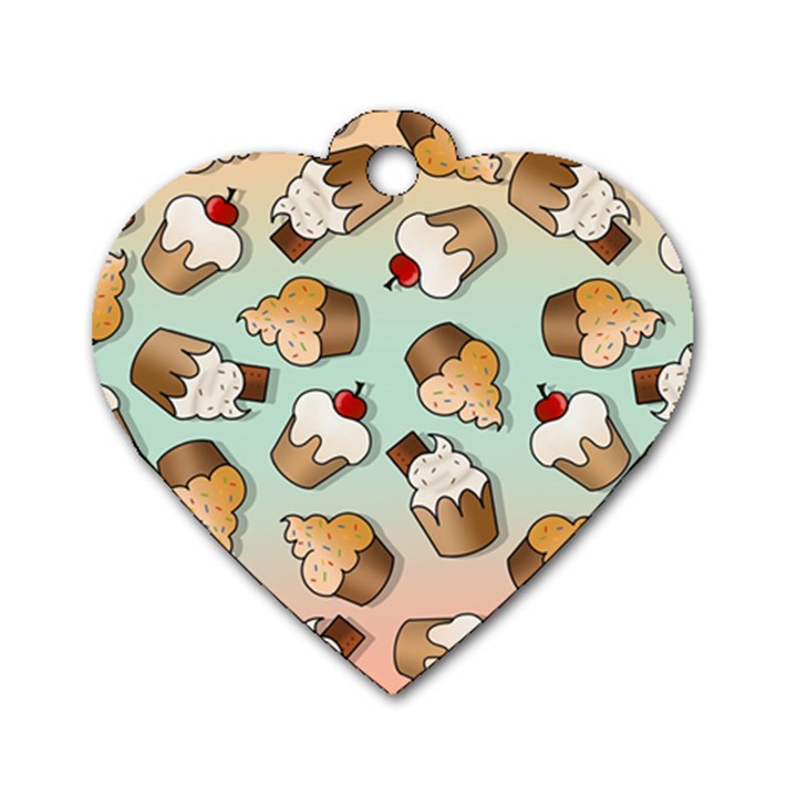 Cupcakes Cake Pie Pattern Dog Tag Heart (Two Sides)