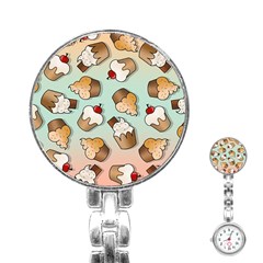 Cupcakes Cake Pie Pattern Stainless Steel Nurses Watch by Ndabl3x