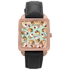 Cupcakes Cake Pie Pattern Rose Gold Leather Watch  by Ndabl3x