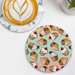 Cupcakes Cake Pie Pattern Uv Print Round Tile Coaster by Ndabl3x