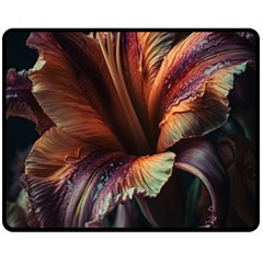 Flower Orange Lilly Fleece Blanket (medium) by Ndabl3x