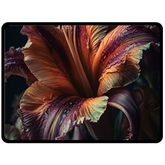 Flower Orange Lilly Fleece Blanket (large) by Ndabl3x