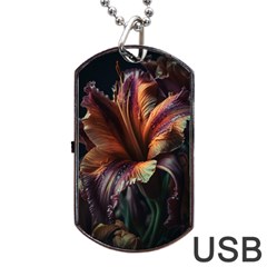 Flower Orange Lilly Dog Tag Usb Flash (one Side) by Ndabl3x