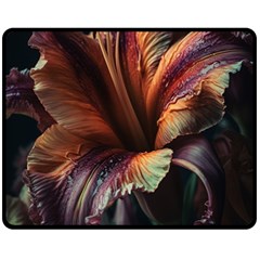 Flower Orange Lilly Two Sides Fleece Blanket (medium) by Ndabl3x