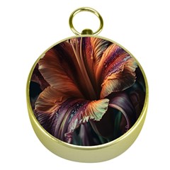 Flower Orange Lilly Gold Compasses by Ndabl3x