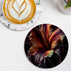 Flower Orange Lilly Uv Print Round Tile Coaster by Ndabl3x