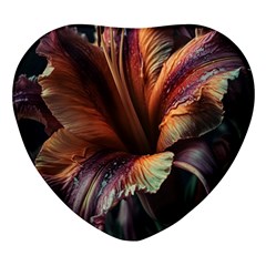 Flower Orange Lilly Heart Glass Fridge Magnet (4 Pack) by Ndabl3x