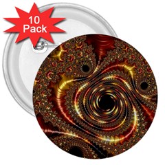 Geometric Art Fractal Abstract Art 3  Buttons (10 Pack)  by Ndabl3x