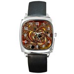 Geometric Art Fractal Abstract Art Square Metal Watch Front