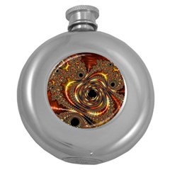 Geometric Art Fractal Abstract Art Round Hip Flask (5 Oz) by Ndabl3x