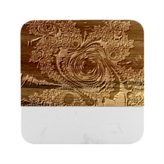 Geometric Art Fractal Abstract Art Marble Wood Coaster (square)