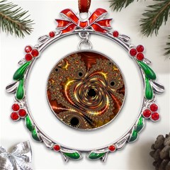 Geometric Art Fractal Abstract Art Metal X mas Wreath Ribbon Ornament