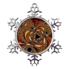 Geometric Art Fractal Abstract Art Metal Large Snowflake Ornament by Ndabl3x