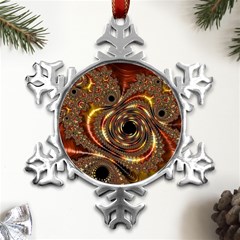 Geometric Art Fractal Abstract Art Metal Small Snowflake Ornament by Ndabl3x