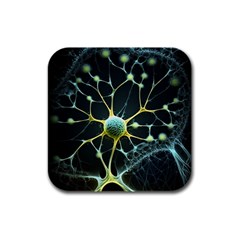 Neuron Network Rubber Square Coaster (4 Pack) by Ndabl3x