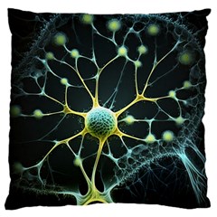 Neuron Network Large Premium Plush Fleece Cushion Case (one Side) by Ndabl3x