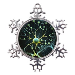 Neuron Network Metal Large Snowflake Ornament by Ndabl3x