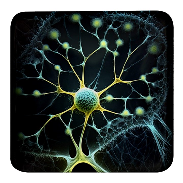 Neuron Network Square Glass Fridge Magnet (4 pack)