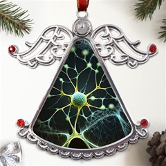 Neuron Network Metal Angel With Crystal Ornament