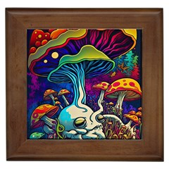 Mushrooms Fungi Psychedelic Framed Tile by Ndabl3x