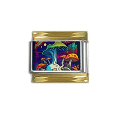 Mushrooms Fungi Psychedelic Gold Trim Italian Charm (9mm) by Ndabl3x