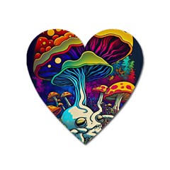 Mushrooms Fungi Psychedelic Heart Magnet by Ndabl3x