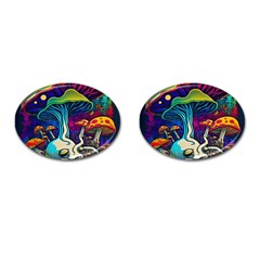 Mushrooms Fungi Psychedelic Cufflinks (oval) by Ndabl3x