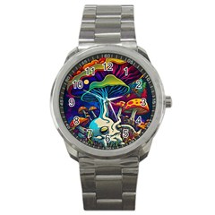 Mushrooms Fungi Psychedelic Sport Metal Watch by Ndabl3x