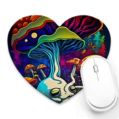 Mushrooms Fungi Psychedelic Heart Mousepad by Ndabl3x