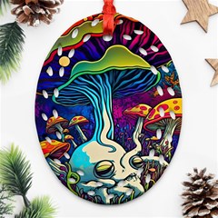 Mushrooms Fungi Psychedelic Ornament (oval Filigree) by Ndabl3x