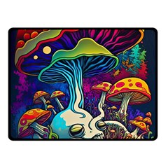 Mushrooms Fungi Psychedelic Two Sides Fleece Blanket (small) by Ndabl3x