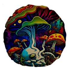 Mushrooms Fungi Psychedelic Large 18  Premium Round Cushions by Ndabl3x