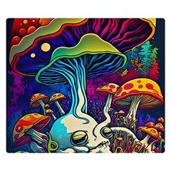 Mushrooms Fungi Psychedelic Two Sides Premium Plush Fleece Blanket (small) by Ndabl3x