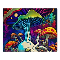 Mushrooms Fungi Psychedelic Two Sides Premium Plush Fleece Blanket (large) by Ndabl3x