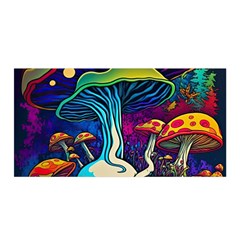 Mushrooms Fungi Psychedelic Satin Wrap 35  X 70  by Ndabl3x