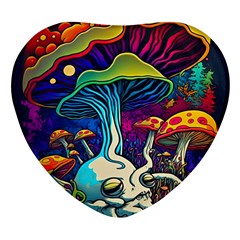 Mushrooms Fungi Psychedelic Heart Glass Fridge Magnet (4 Pack)