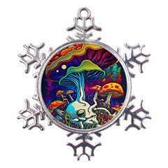 Mushrooms Fungi Psychedelic Metal Large Snowflake Ornament