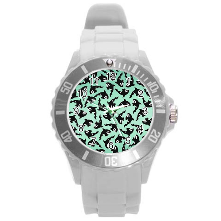 Orca Killer Whale Fish Round Plastic Sport Watch (L)