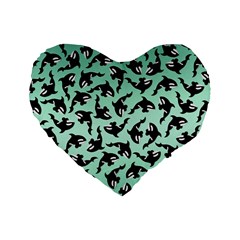 Orca Killer Whale Fish Standard 16  Premium Heart Shape Cushions by Ndabl3x