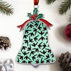 Orca Killer Whale Fish Metal Holly Leaf Bell Ornament by Ndabl3x